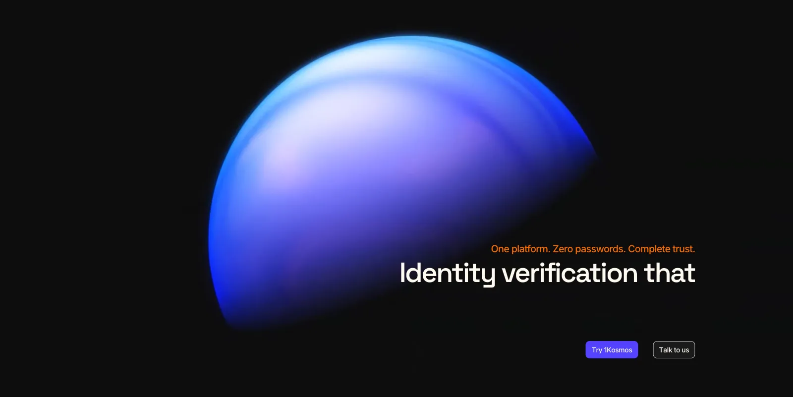 1Kosmos decentralized identity platform homepage