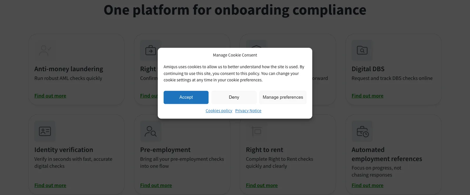 Amiqus single platform covering AML, right-to-work, BPSS, DBS and IDV