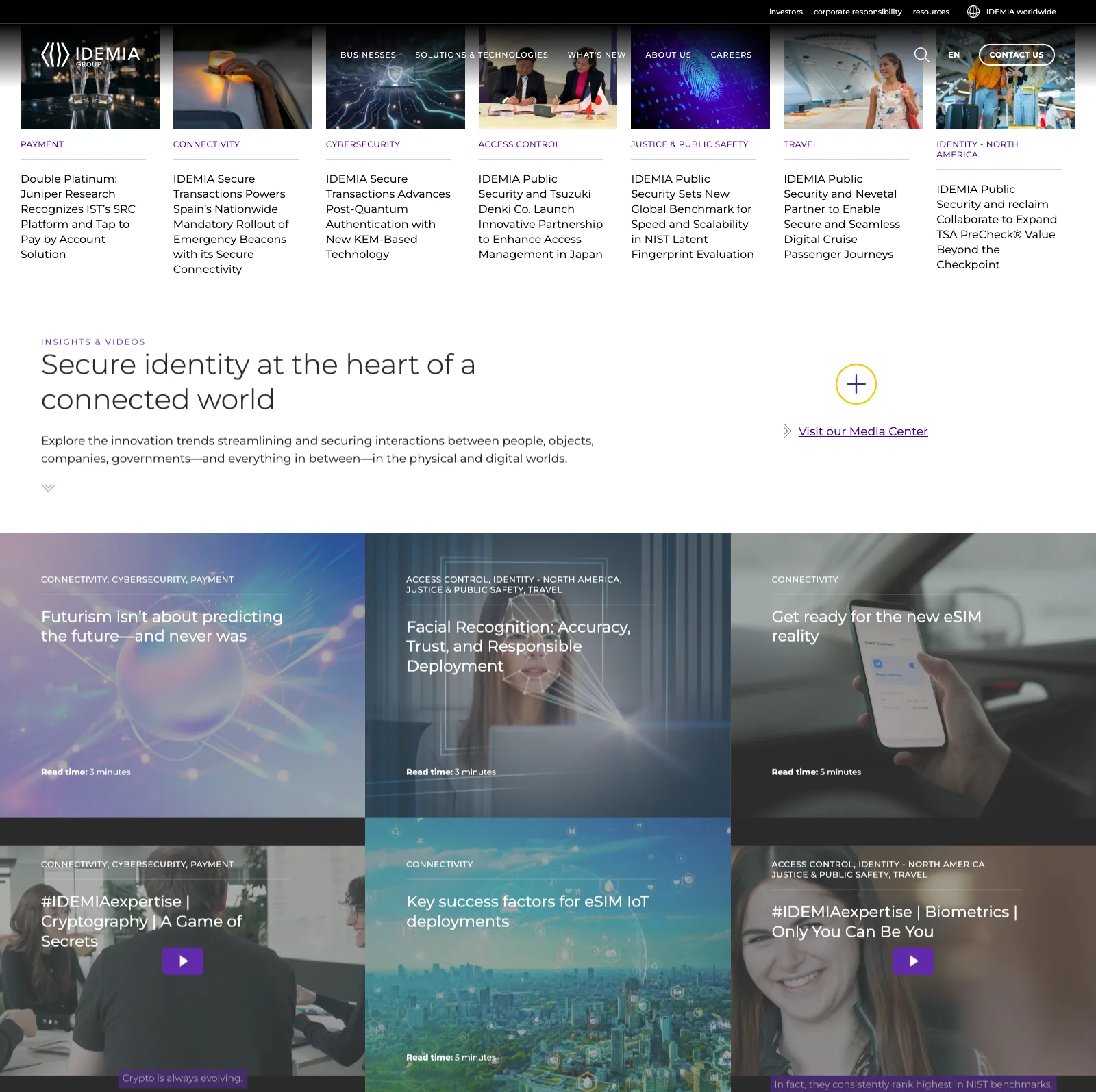 IDEMIA identity and biometric workforce solutions homepage