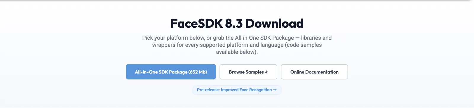Luxand FaceSDK download options for Windows, Linux, macOS, iOS, Android