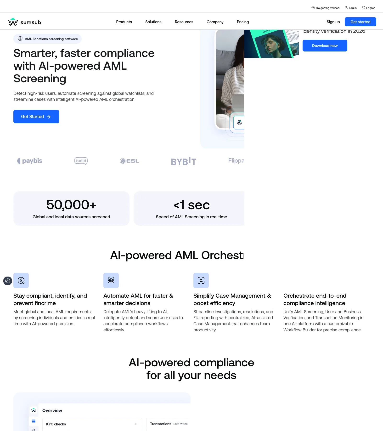 Sumsub AML screening bundled with KYC into one API